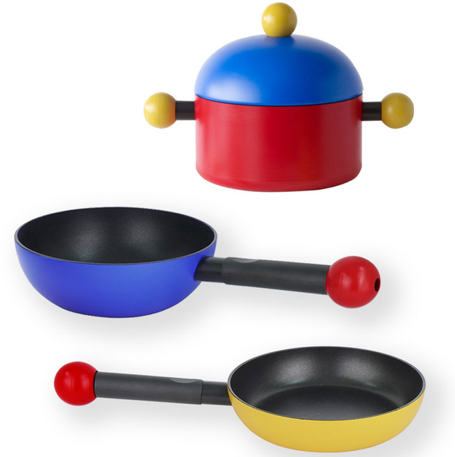 TVS 버블 냄비 프라이팬 3종 세트, 혼합색상, 양수냄비 20cm + 프라이팬 20cm + 웍 20cm, 1세트