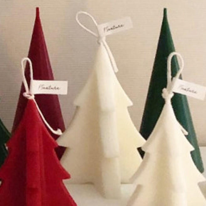 F5NATURE 크리스마스 오브제 트리캔들 화이트 L, 러브스펠, 123g, 1개