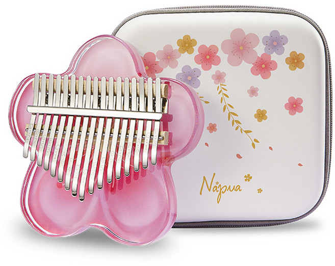 나푸아 벚꽃 투명 아크릴 칼림바 NK-CB + 하드케이스 세트, 1개