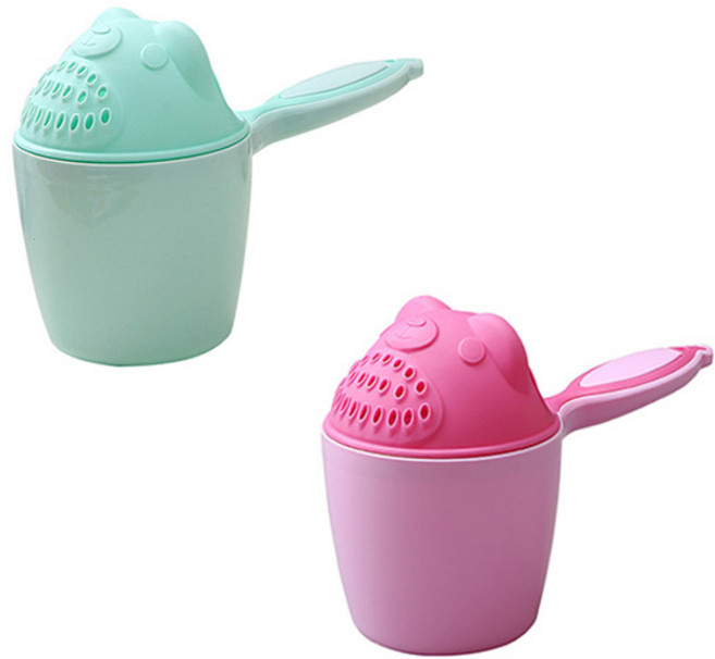 조이멀티 유아용 워터곰돌이 샴푸컵 다용도 목욕바가지 2종 세트, 핑크, 민트, 1세트