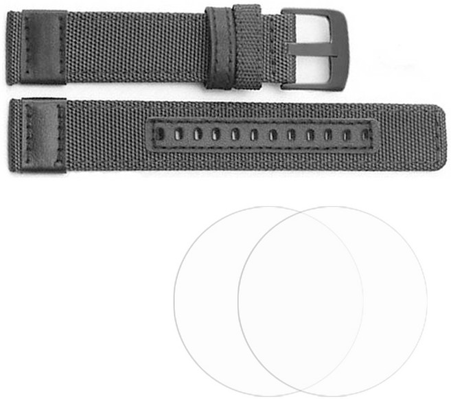 디씨네트워크 스마트워치 아웃도어 스트랩 + 강화유리 2p, 블랙, 1개