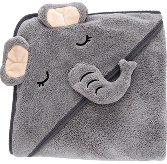 조이멀티 동물 캐릭터 목욕타올, 그레이, 1개