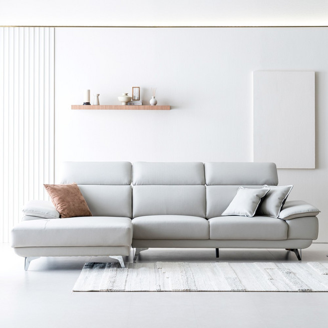 웰퍼니쳐 미스티코 카우치 가죽 4인 소파 우형, 라이트베이지