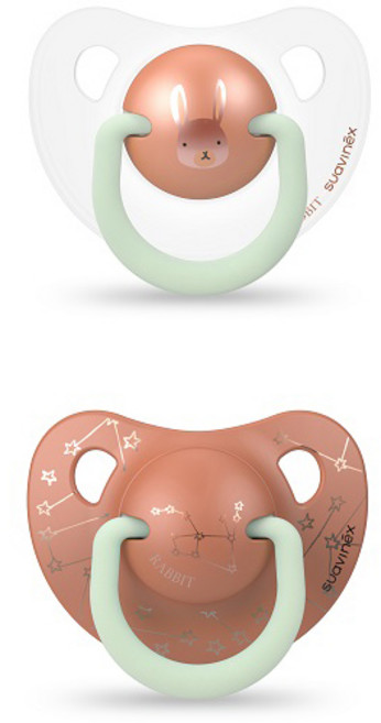 스와비넥스 데이앤나이트 야광 쪽쪽이 실리콘 2p, 오렌지 래빗, 2개, 2단계(6개월이상)