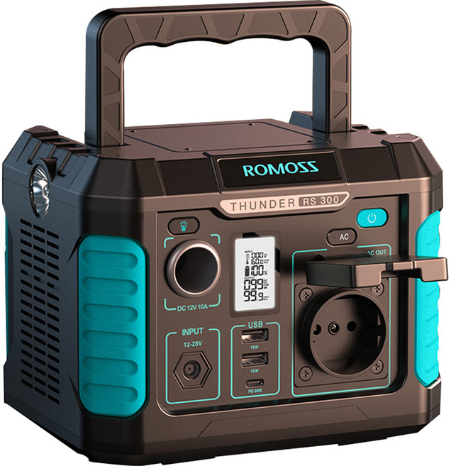 로모스 220V 대용량 배터리 300W 62400mAh 차박 캠핑용 파워뱅크, 아쿠아블랙, RS300