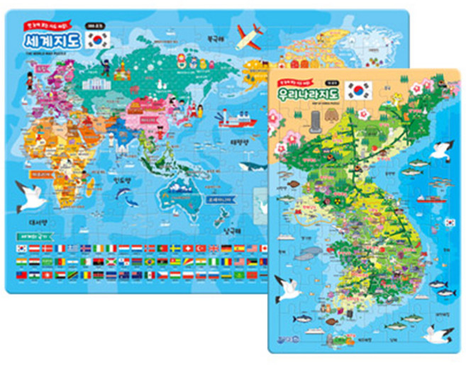 대퍼즐 세계지도 + 소퍼즐 우리나라 지도 세트, 지원출판