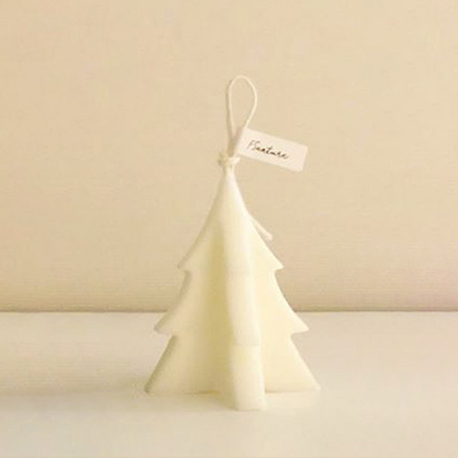 F5NATURE 크리스마스 오브제 트리캔들 화이트 S, 클린코튼, 45g, 1개