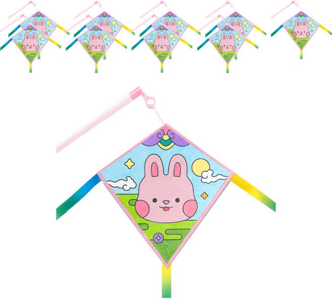 민화샵 막대기 미니연 전통만들기 세트 가오리연 UDPOM0121, 10세트, 혼합색상