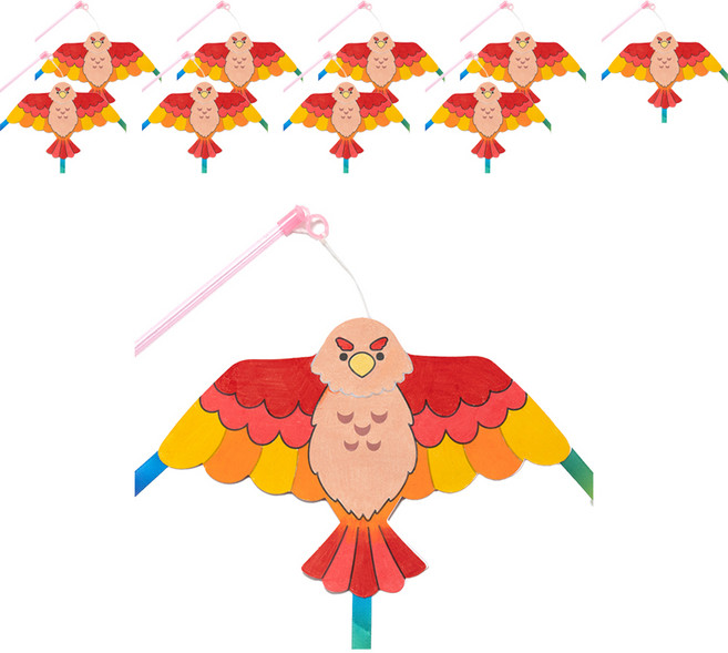 민화샵 막대기 미니연 전통만들기 세트 독수리연 UDPOM0124, 10세트, 혼합색상