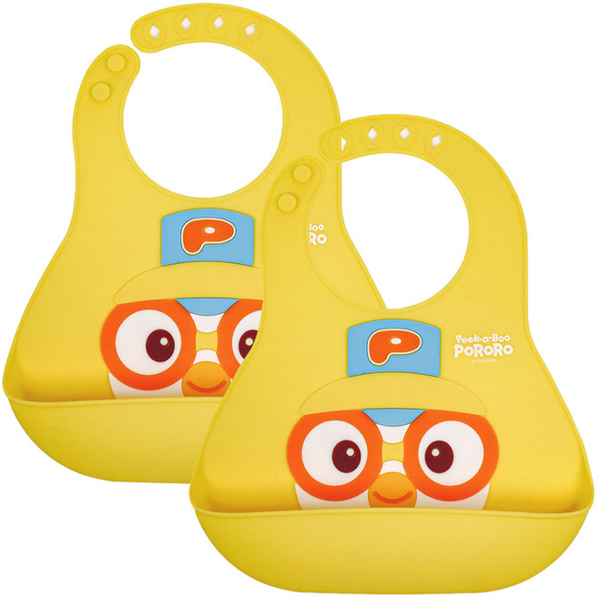 피카부 뽀로로 베이비 실리콘 턱받이, 혼합색상, 2개