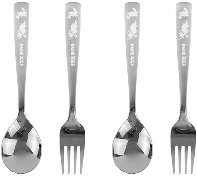 아동용 쿨디노 베이직 스푼 포크 세트, 스푼 2p + 포크 2p, 1개