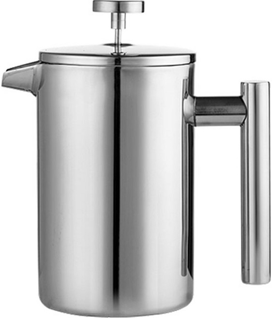 칼딘 수동 올 스테인리스 프렌치 프레스 & 우유 거품기 750ml, 실버, 1개