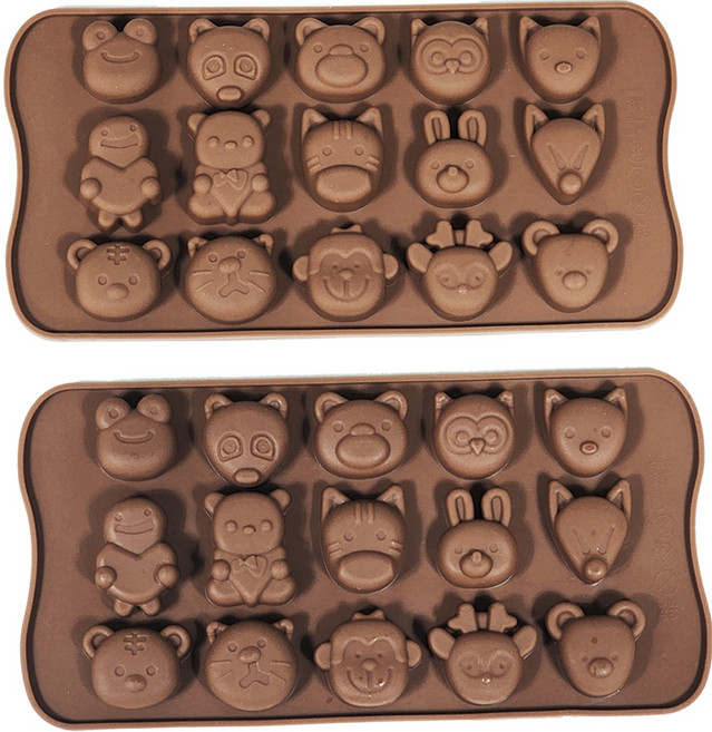 실리콘몰드 동물원 미니 15구, 브라운, 2개