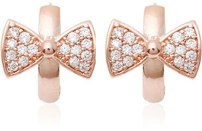 미니아트 여성용 14K 골드핀 러블리 리본 귀걸이 MS122