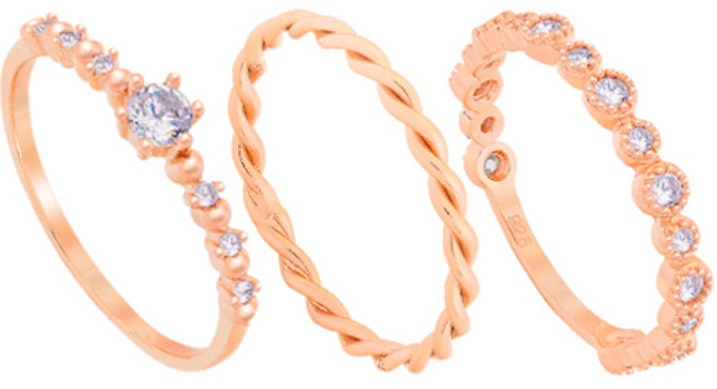 밀튼스텔리 여성용 레이어드 실버 반지 MSJ-SR180241RGWQ 3종 세트