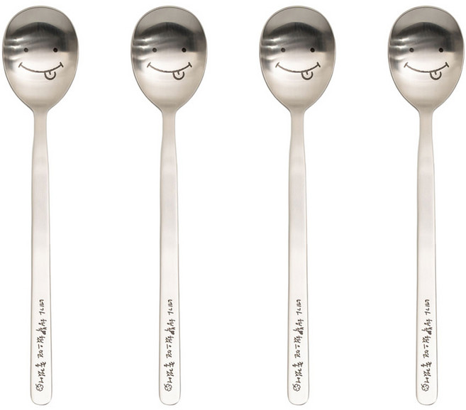 라온누리 해피바이러스 성인 일자형 숟가락, 귀요미, 4개