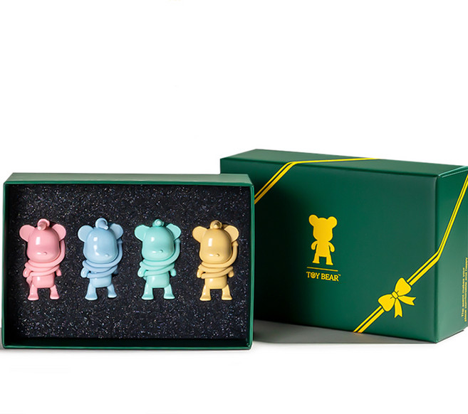 뉴베너 토이베어 골프 티걸이 4종 선물세트, 블루 + 핑크 + 옐로우 + 민트, 1세트