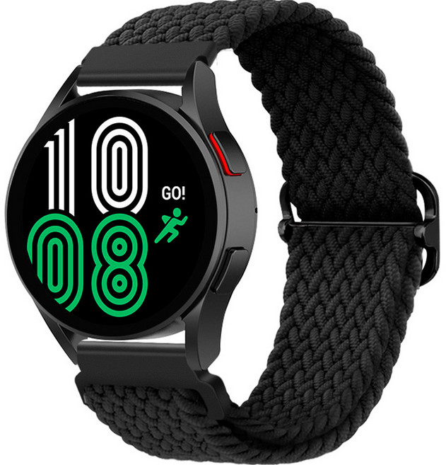 이츠라이프 갤럭시워치 브레이드 솔로루프 버클형 스트랩, 블랙, 1개