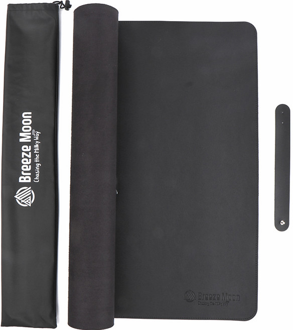 브리즈문 캠핑 가죽 테이블 테이블보 + 고정 스트랩 + 파우치, 모던블랙