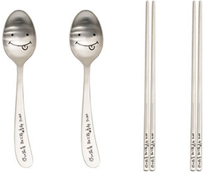 라온누리 아동용 해피바이러스 커트러리 세트 귀요미, 숟가락 2p + 젓가락 2p, 1개