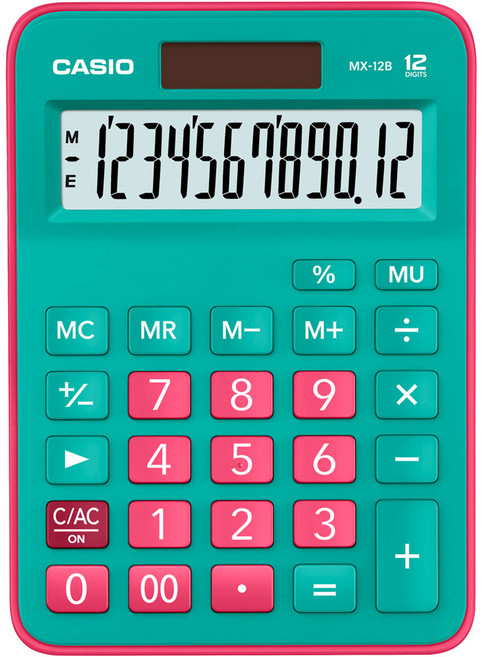 CASIO 卡西歐 彩色計算機 MX-12B, 綠色 + 紅色, 1個