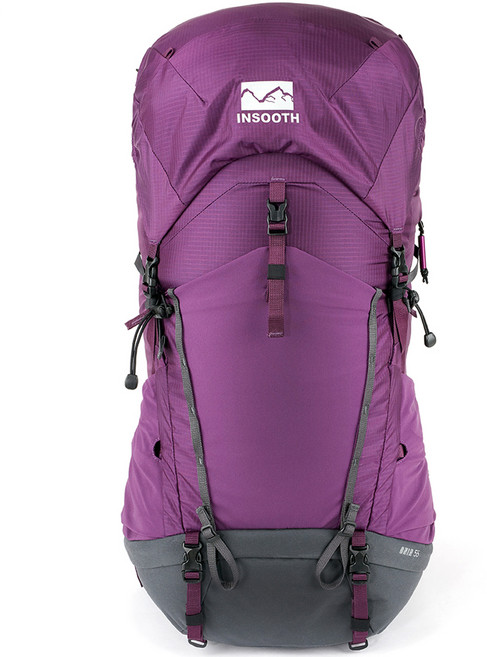 인수스 오닌 등산 대형 배낭 탑리드 55L + 레인커버, 플럼퍼플