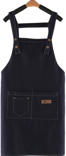 hillo 카페 바리스타 캔버스 멜빵 앞치마, 네이비, 1개