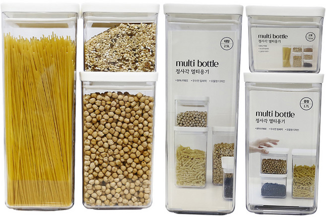 플라코 냉장고 정리 수납용기 소 2p + 중 2p + 대 2p 세트, 6개입, 1세트