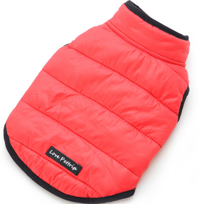 포시럽 반려동물 방한 패딩 조끼, 레드, 1개