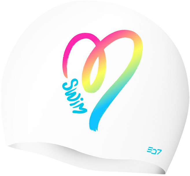 SD7 실리콘 스윔 하트 수영모 SGL-CA340, 화이트