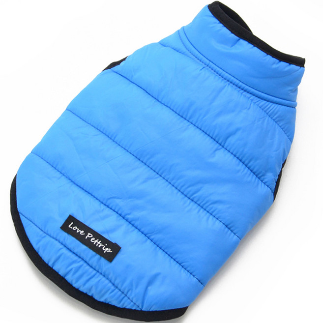 포시럽 반려동물 방한 패딩 조끼, 블루, 1개