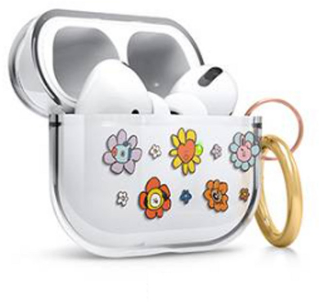 엘라고 BT21 플라워 클리어 키링 케이스, 가든, 에어팟프로