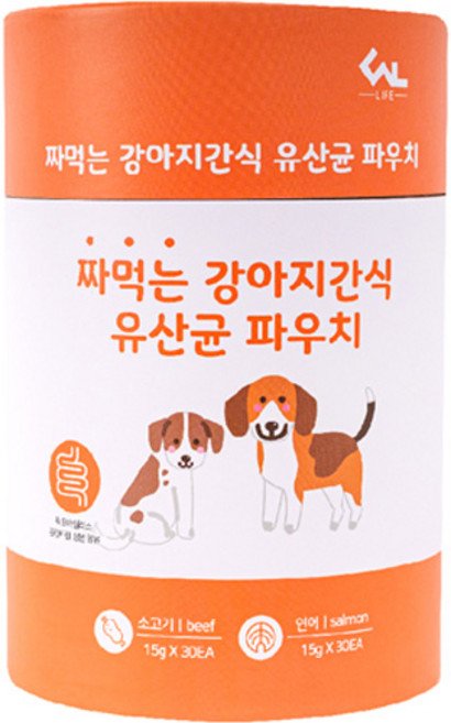 씨엔앨 라이프 짜먹는 강아지 간식 유산균 파우치 2종 세트, 혼합맛(소고기/연어), 900g, 1세트