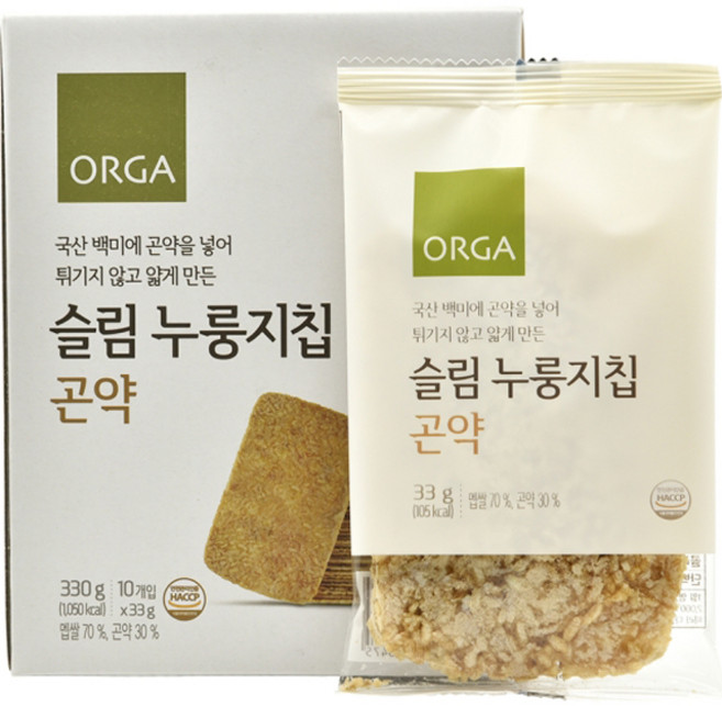 올가홀푸드 슬림누룽지칩 곤약 10개입, 33g, 1개
