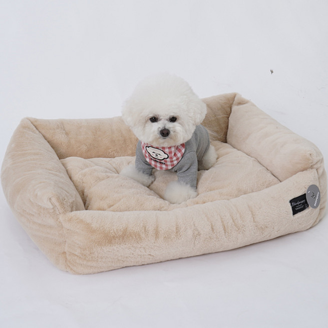 레드퍼피 강아지 윌라사각쿠션, 파스텔베이지, 1개