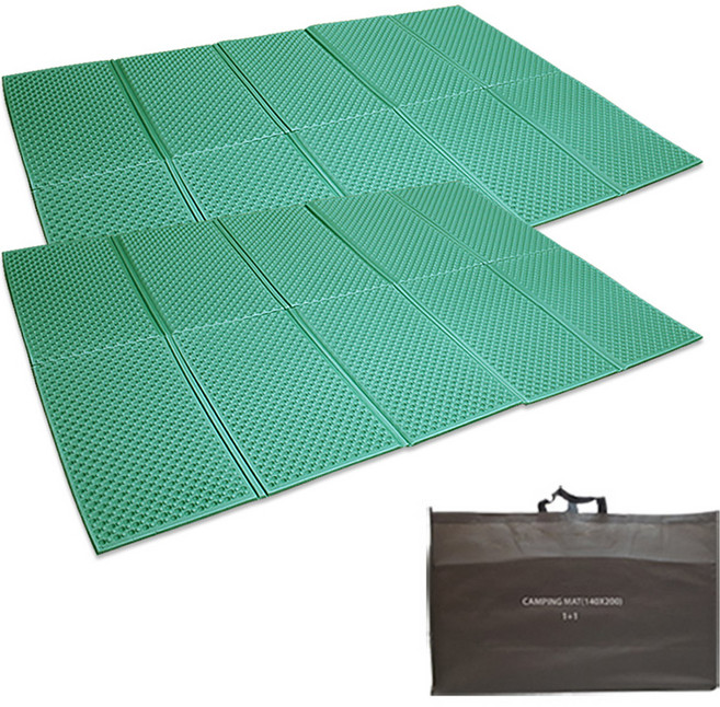 코만도 중형 접이식 엠보싱 캠핑매트 2p + 더블 보관가방 세트, 카키