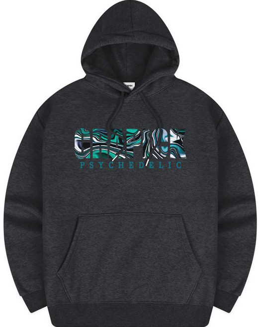 그라픽 그린페인트 기모 후드티 PIA_0032