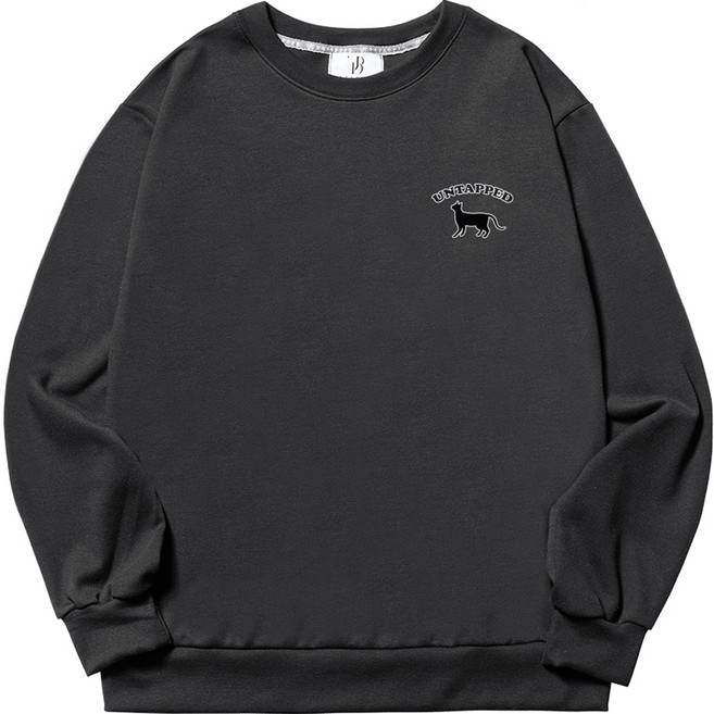 언탭트 남성용 빅사이즈 블랙켓 스몰로고 맨투맨 티셔츠