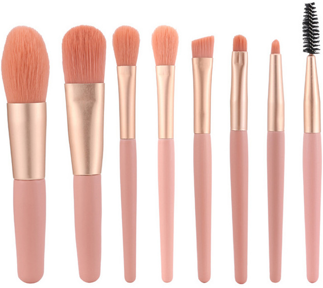 다사바바 메이크업 8종 브러쉬 + 포장팩 세트, 핑크, 1개