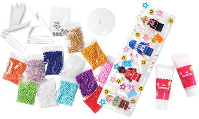 DIY 블럭필통꾸미기 세트 + 시드비즈마스크줄 만들기 미니 세트, 혼합색상, 1세트