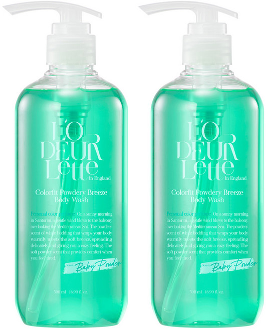 로더렛 인 잉글랜드 컬러핏 파우더리 브리즈 바디 워시 베이비파우더향, 2개, 500ml