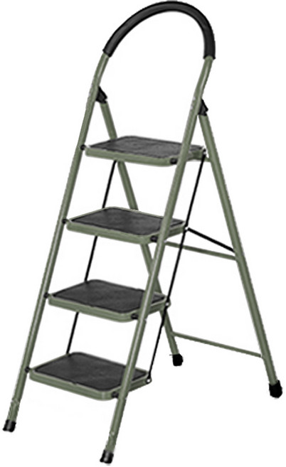 코끼리리빙 접이식 스툴 사다리 A형 4단 카키, 1개
