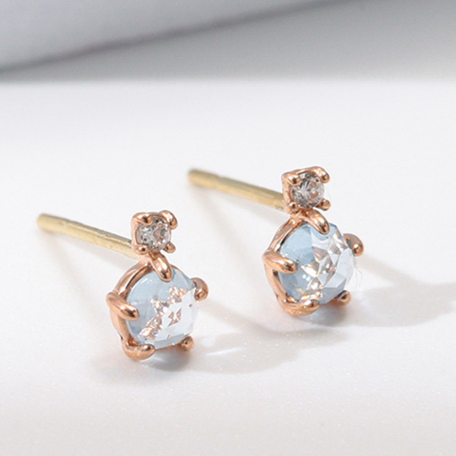 로이드 여성용 로즈컷 탄생석 14K 귀걸이 LPFL4062G
