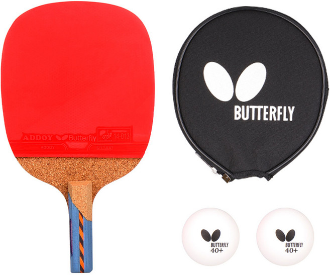 버터플라이 탁구 라켓 NAKAMA LD + 케이스 + 탁구공 2p, 1세트