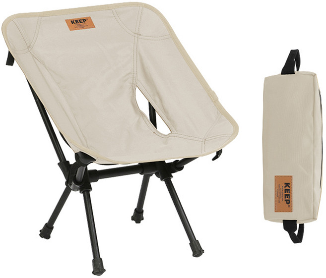 KEEP 미니 플라이 캠핑의자 + 전용 가방, 아이보리, 1개