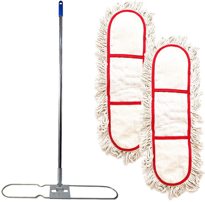 월드크린 리스킹 물걸레 백색 105cm x 2p + 판 + 스텐자루, 1세트, 리스킹물걸레105cm화이트2p+판+스텐자루120cm