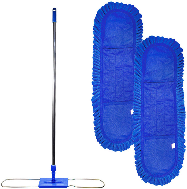 월드크린 극세사 리스킹 블루 걸레 105cm 2p+ 프리미엄 판자루, 1세트