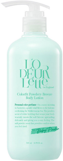 로더렛 인 잉글랜드 컬러핏 파우더리 브리즈 바디 로션 베이비 파우더향, 1개, 500ml