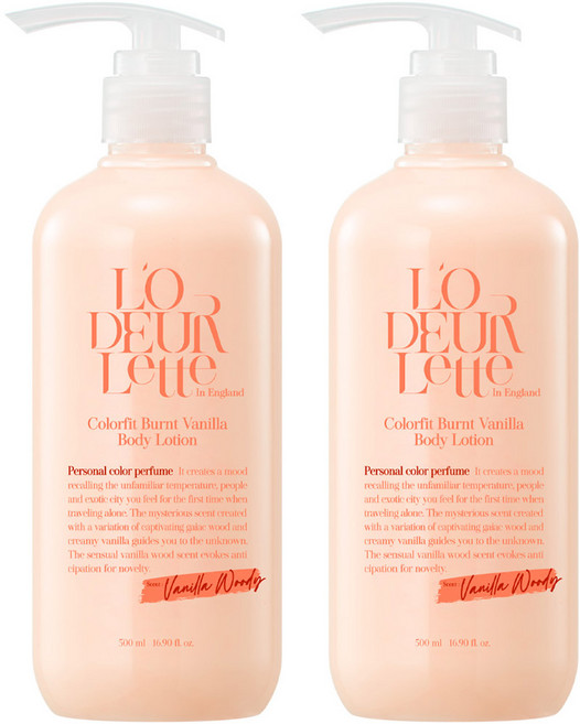 로더렛 인 잉글랜드 컬러핏 번트 바닐라 바디 로션 바닐라 우디향, 2개, 500ml