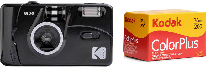 코닥 M38 토이 필름카메라 블랙 + 컬러플러스 200 필름 36컷 세트, 1세트
